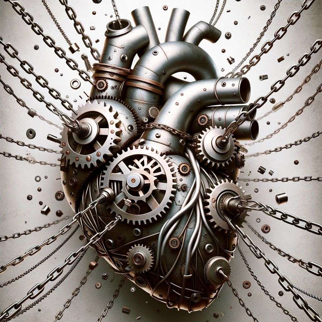 a representation of anxiety, digital art, steampunk